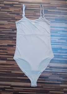 Elegant Nude Bodysuit With Lace Neck Line