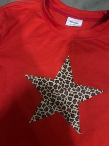 star Y2K leopard print tee