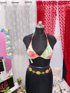 Tropical Floral Bikini Top