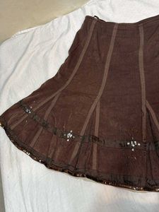 Boho Brown Tiered Midi Skirt