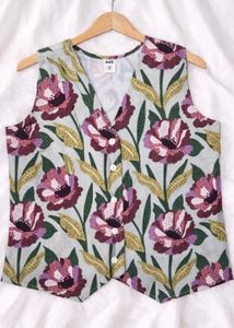 floral print cotton blend top