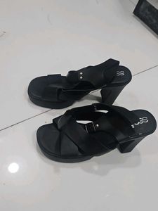 Black Platform Block Heel Sandals