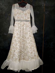 Elegant White & Gold Embellished Gown