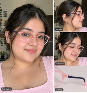 Stylish Pink Eyeglasses with Case