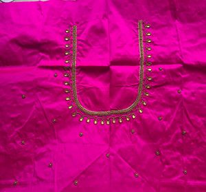 pink aari work blouse material unstitched