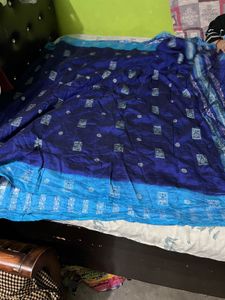 Blue Silk Saree with Brocade Blouse