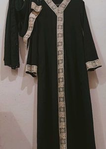 dubai Black Abaya with Lace Trim