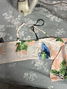 Tropical Parrot Print Crop Top beach