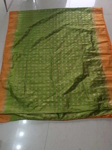 Green & Gold Floral Saree