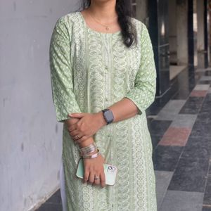 Light Green Chikankari Kurti Set