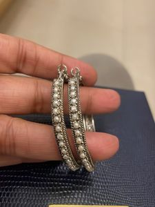 beautiful silver hoops with real pearls