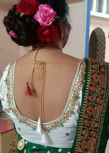 sadi with blouse, green bandhani saree