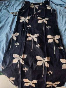 Navy Blue Kurta with Floral Print