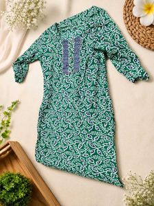 Light Green Block Print Cotton Kurta✨🥰