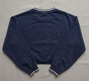 Navy Cropped Sweatshirt with 'A' Detail