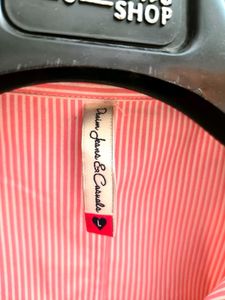 Embroidered Pink Striped Shirt L