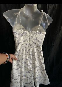 Floral Print Mini Dress with Tie Straps