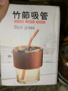 Glass Tumbler with Straw 350ml