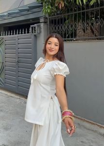 Desi short kurti with Farsi pant set