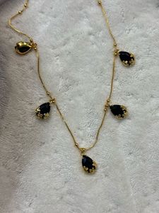 Elegant Gold Chain Necklace with Black Pendants