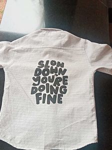 Men's White Textured Short Sleeve Shirt