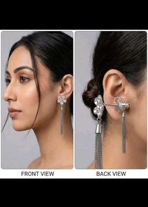 Stylish Tassel Earrings diamond silver jhumka