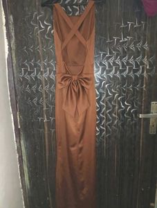 chocolate Brown Maxi Dress with Bow