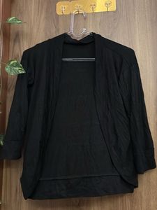 Black Open Front Cardigan