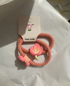 Pink Flower Hair Ties
