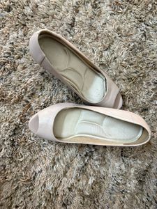 Chic Beige Peep-Toe Block Heels