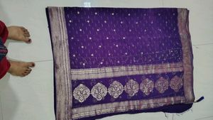Purple pure dola Silk Saree with stone