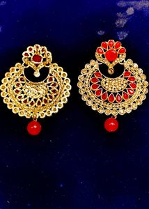 Exquisite Red Stone Jhumka Earrings
