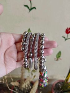 Boho Beaded Bangles with Jhumka Charms