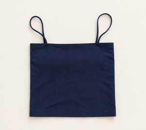 Navy Ribbed Spaghetti Strap Top with padding