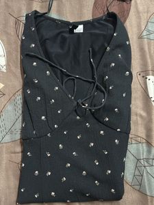 Black floral print mini dress