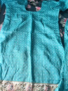 Light Blue Kurta Set with White Print