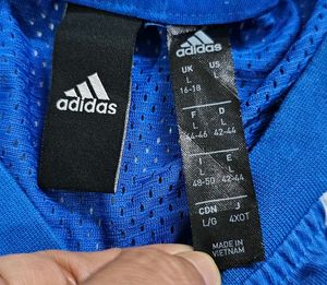 Adidas Blue &amp; White Striped Sleeveless Top