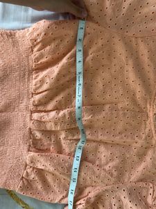 Peach Smocked Eyelet Top