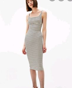 Bershka Bodycon Black And White Stripes Stretchy Dress