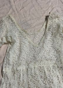 Full Elegant White Lace Dress
