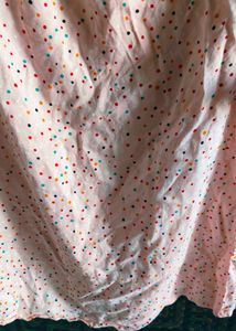 Peach Polka Dot Off-Shoulder Top with Puff Sleeves