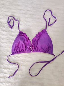 Vibrant Purple Ruffled Bikini Top