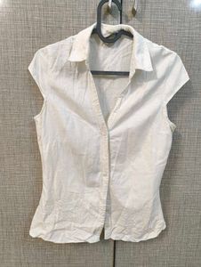 Florence+Fred White Button-Down Sleeveless Top