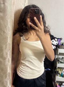Beige Padded Y2k Tank Top