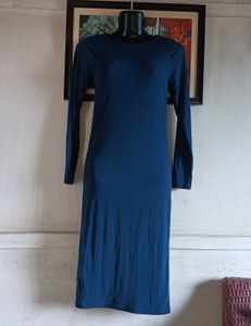 Long Sleeve Blue Midi Dress