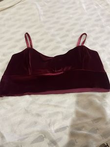 wine velvet bralette