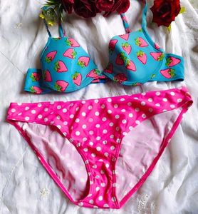 Cute Strawberry Polka Dot Bikini Set