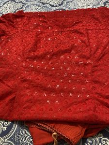 Red Sequined Ethnic Blouse