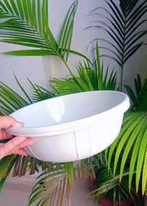 2 White Plastic Baskets