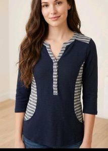 Striped Three Quarter Sleeve Top